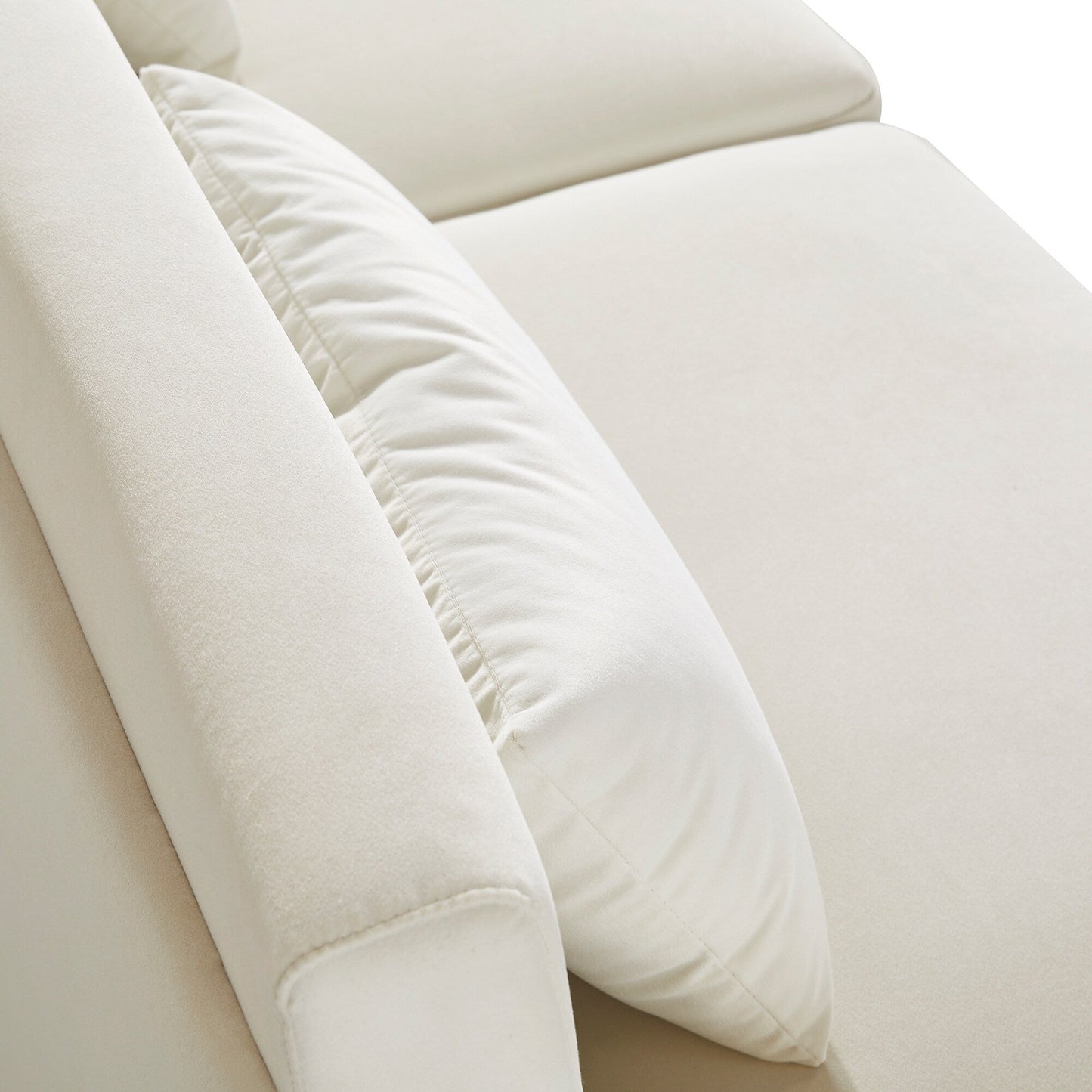 Canapé causeuse moderne blanc 85,44 po, rembourré en velours, avec pieds et coussins dorés, pour le salon