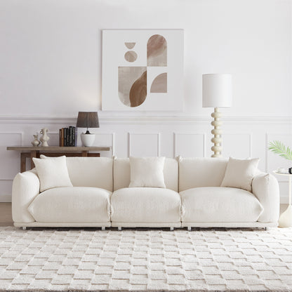 Canapé 3 places surdimensionné blanc avec pieds en métal