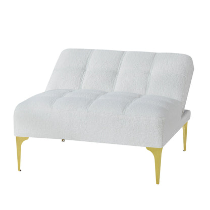 Canapé-lit simple modulaire en chenille blanche Teddy avec cadre en bois massif pour salon