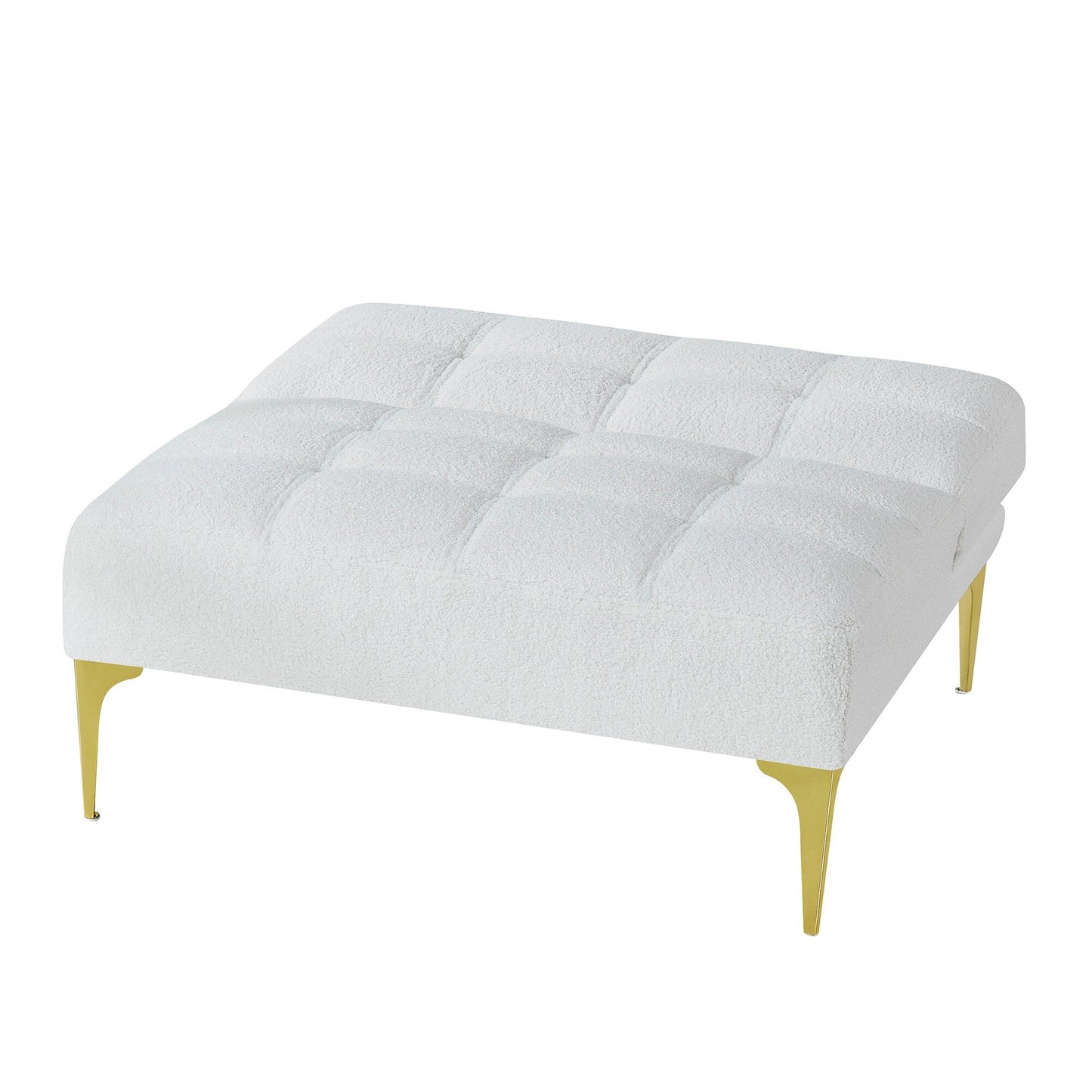 Canapé-lit simple modulaire en chenille blanche Teddy avec cadre en bois