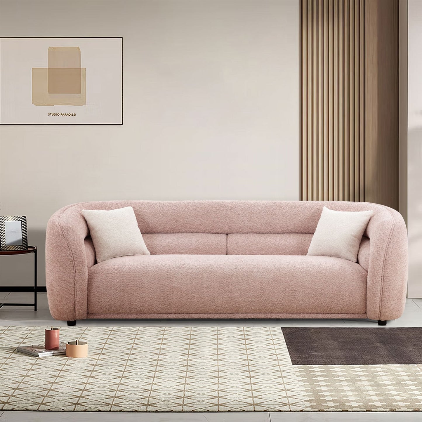 Canapé incurvé rembourré moderne et contemporain de 91 pouces avec 2 coussins pour le salon