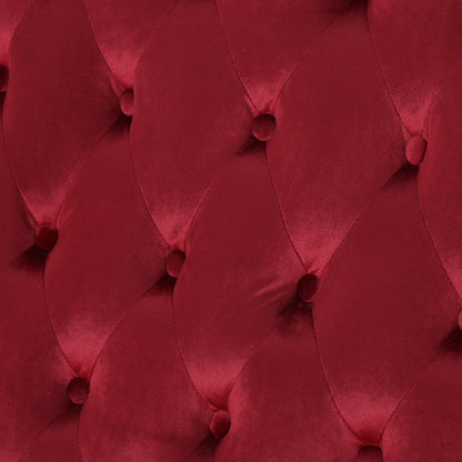 Canapé à oreilles haut capitonné en velours rouge vin 50,25 avec pieds en bois pour le salon