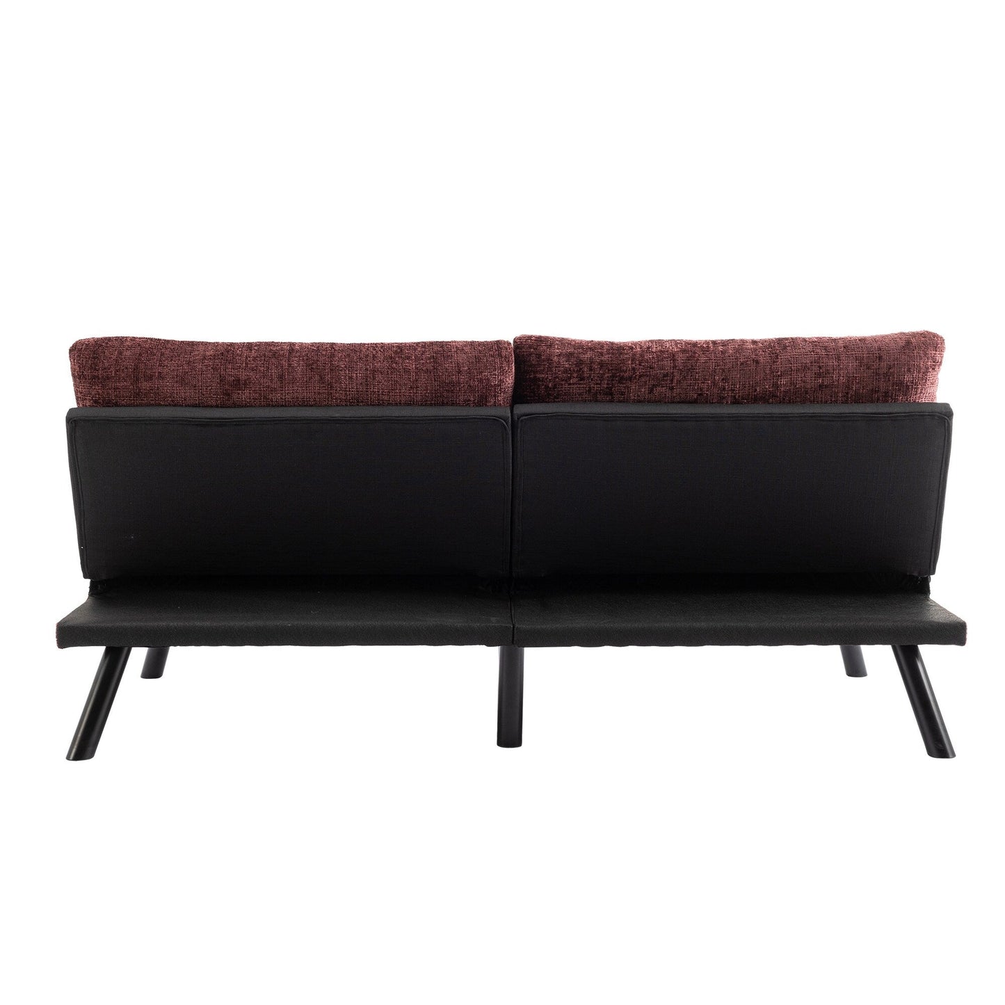 Canapé-lit futon convertible en chenille rouge vin