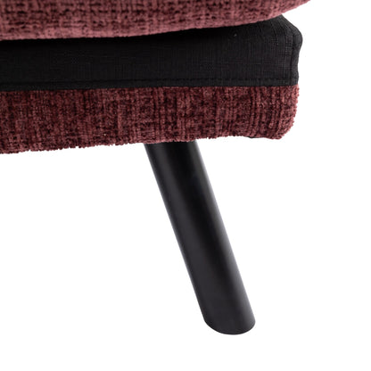 Canapé-lit futon convertible en chenille rouge vin