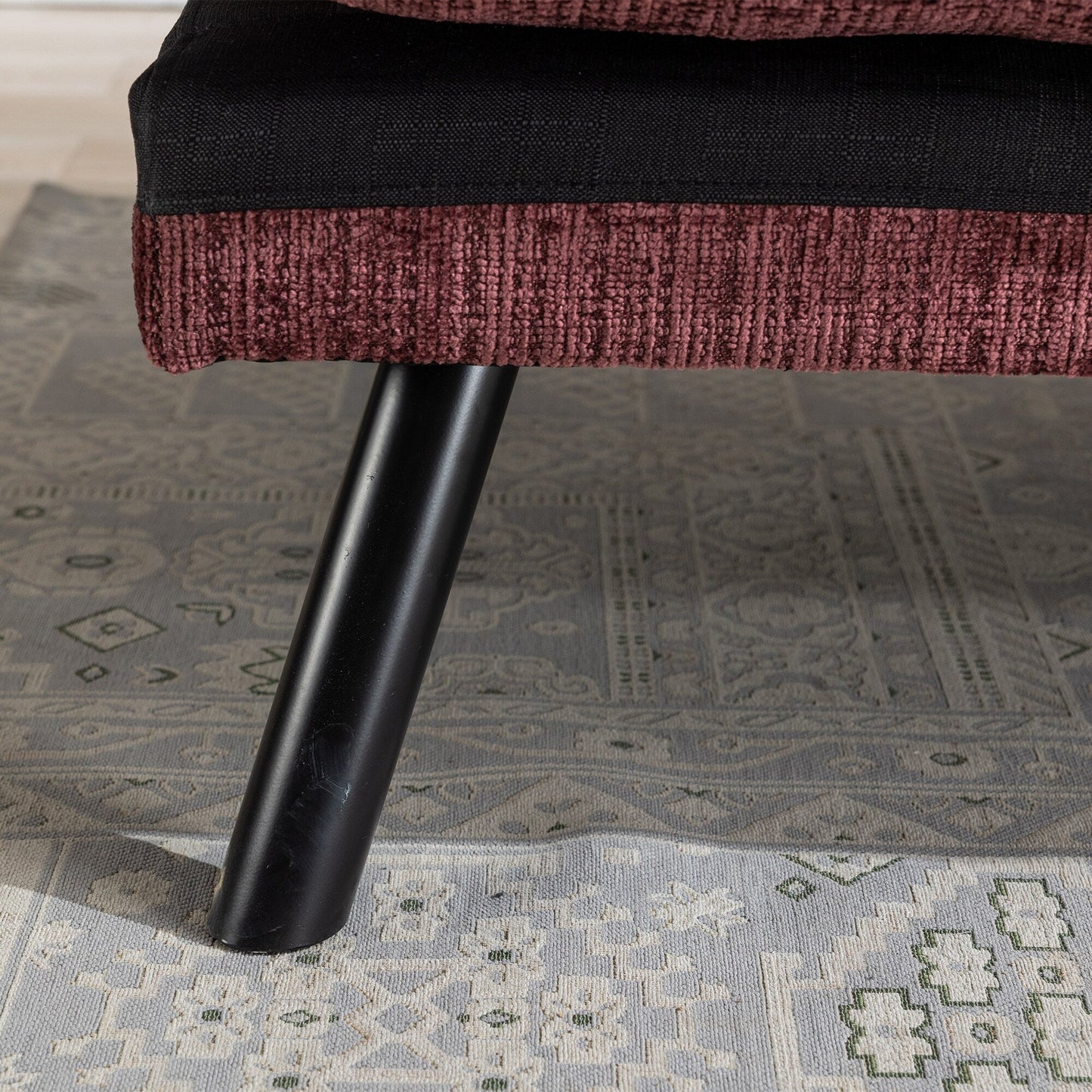 Canapé-lit futon convertible en chenille rouge vin