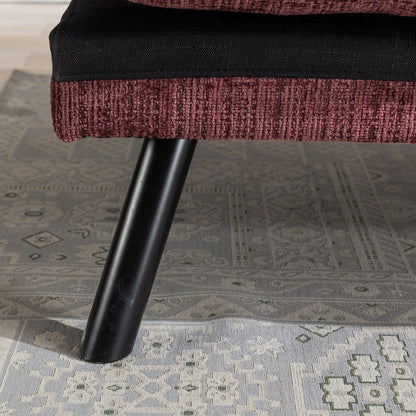 Canapé-lit futon convertible en chenille rouge vin