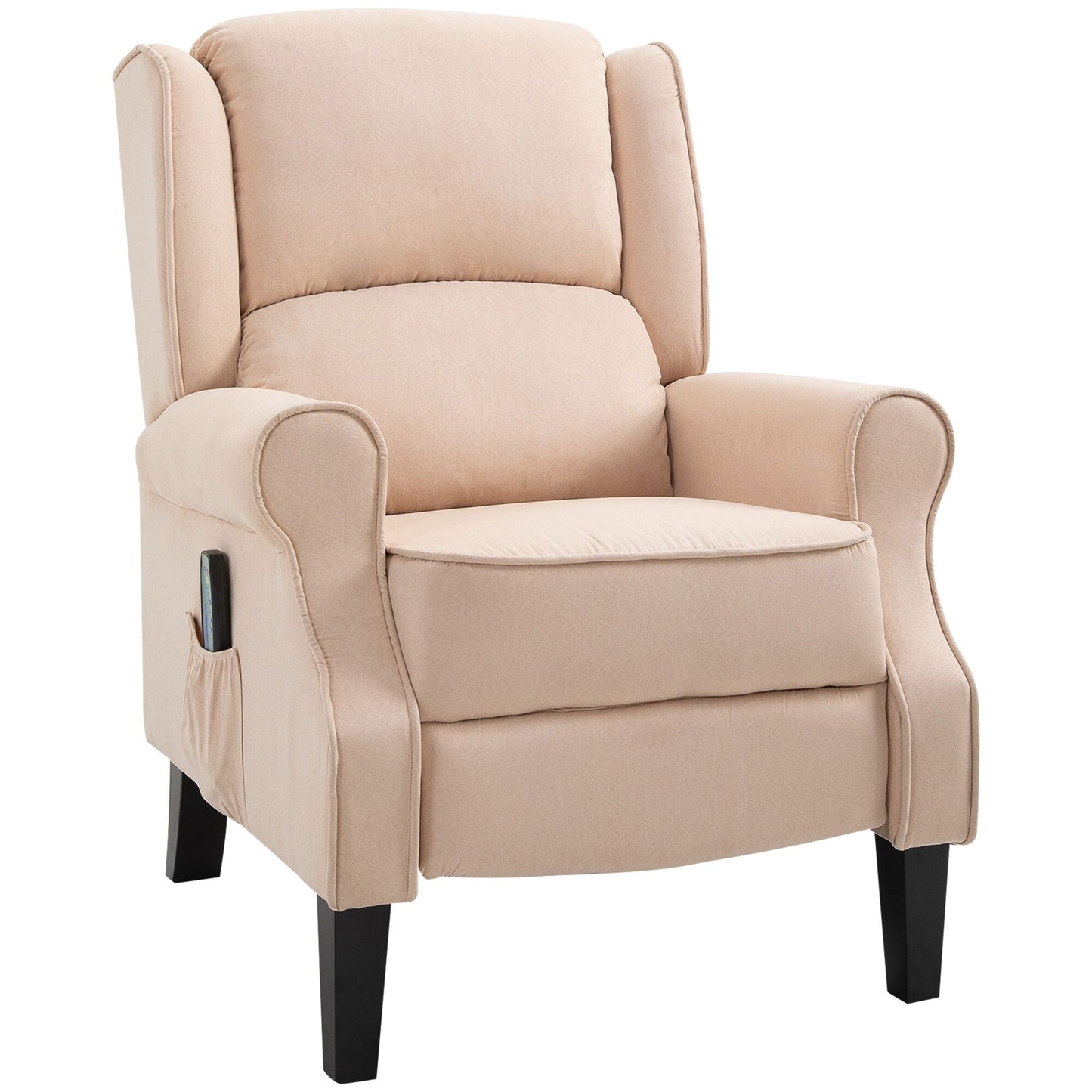 Fauteuil de massage chauffant à oreilles, fauteuil inclinable rembourré vintage avec dossier réglable, télécommande, poche latérale de rangement