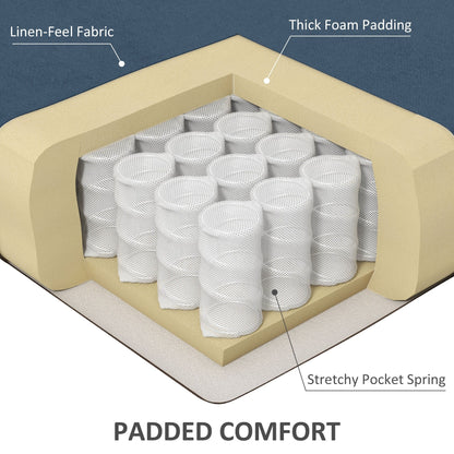 Fauteuil inclinable manuel en lin avec repose-pieds réglable et télécommande filaire.