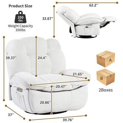 Fauteuil inclinable électrique XINMICS, fauteuil de massage inclinable avec chauffage, fauteuils pivotants à bascule modernes pour adultes avec port USB