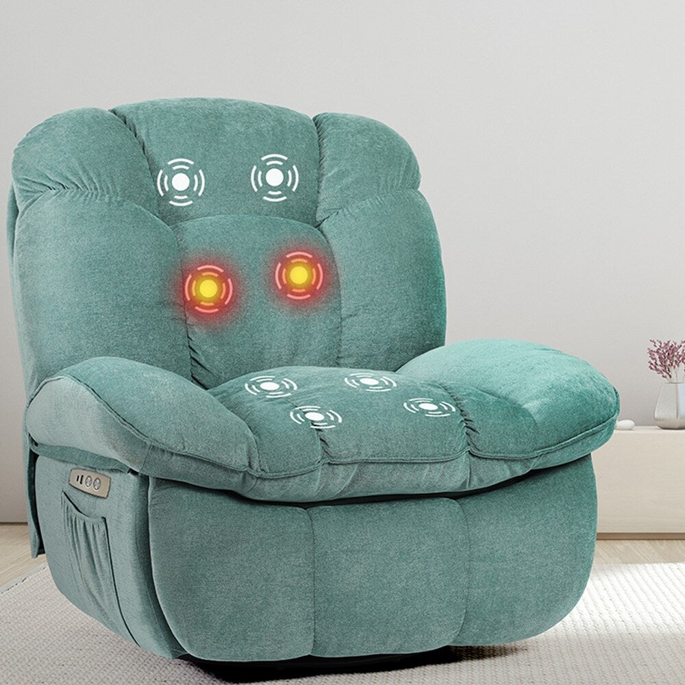 Fauteuil inclinable électrique XINMICS, fauteuil de massage inclinable avec chauffage, fauteuils pivotants à bascule modernes pour adultes avec port USB