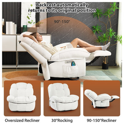 Fauteuil inclinable électrique XINMICS, fauteuil de massage inclinable avec chauffage, fauteuils pivotants à bascule modernes pour adultes avec port USB