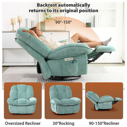 Fauteuil inclinable électrique XINMICS, fauteuil de massage inclinable avec chauffage, fauteuils pivotants à bascule modernes pour adultes avec port USB