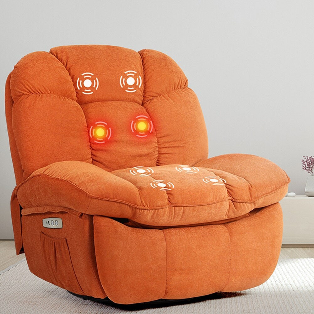 Fauteuil inclinable électrique XINMICS, fauteuil de massage inclinable avec chauffage, fauteuils pivotants à bascule modernes pour adultes avec port USB
