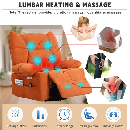 Fauteuil inclinable pivotant XINMICS, fauteuil inclinable électrique à bascule avec massage et chauffage