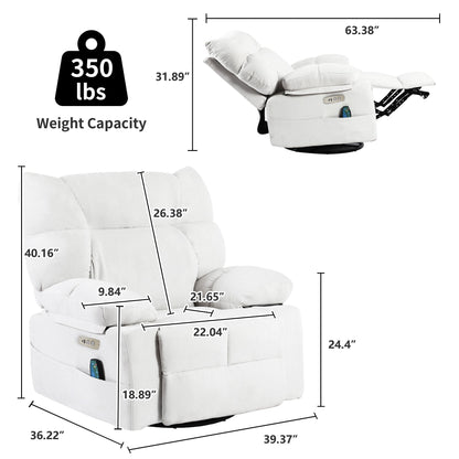 Fauteuil inclinable pivotant XINMICS, fauteuil inclinable électrique à bascule avec massage et chauffage