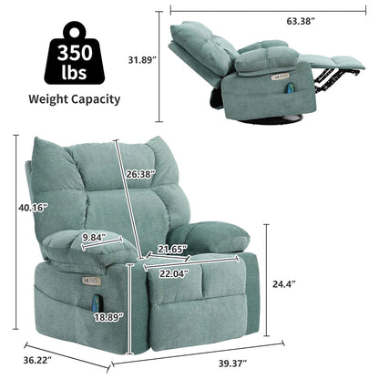 Fauteuil inclinable pivotant XINMICS, fauteuil inclinable électrique à bascule avec massage et chauffage