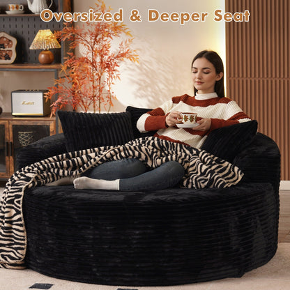 Canapé de salon rond moderne en peluche XIZZI avec coussins