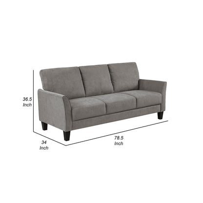 Canapé Xumo, tissu gris taupe, 200 cm, pieds fuselés en bois noir