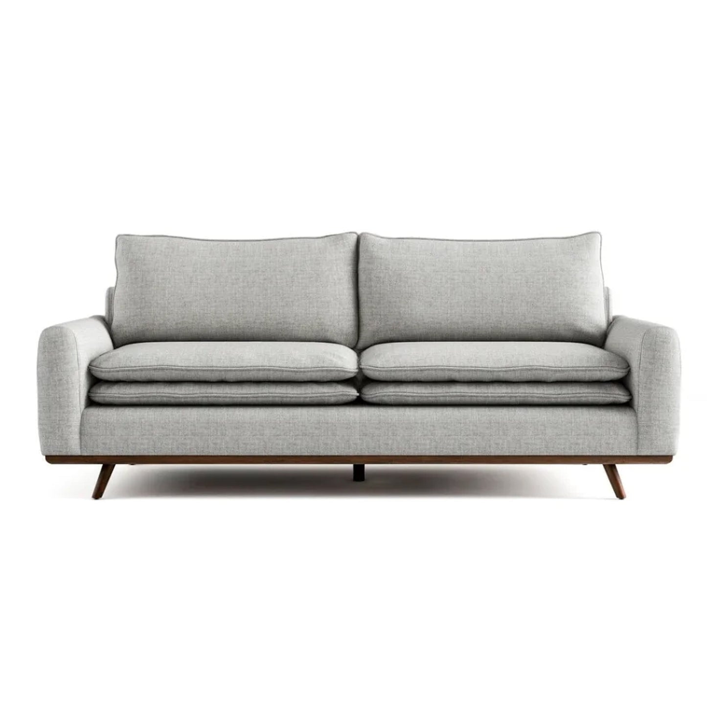 Canapé Yaana avec coussins en plumes, bois brun foncé, gris, 83 pouces