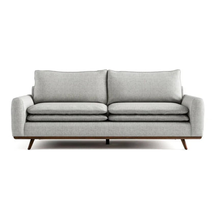 Canapé Yaana avec coussins en plumes, bois brun foncé, gris, 83 pouces