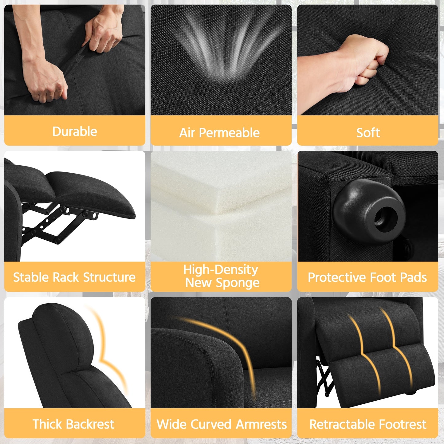 Fauteuil inclinable moderne en tissu Yaheetech