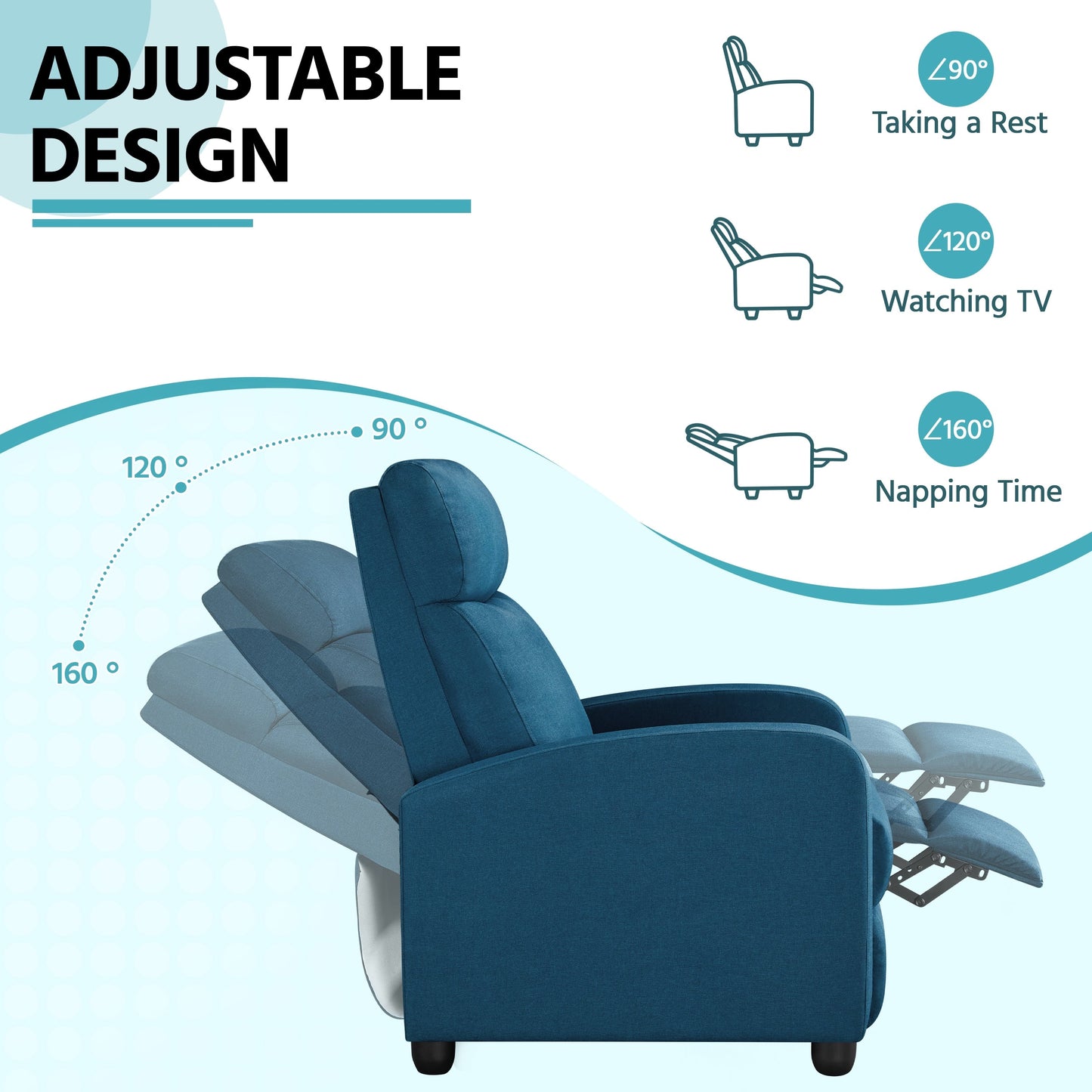Fauteuil inclinable moderne en tissu Yaheetech