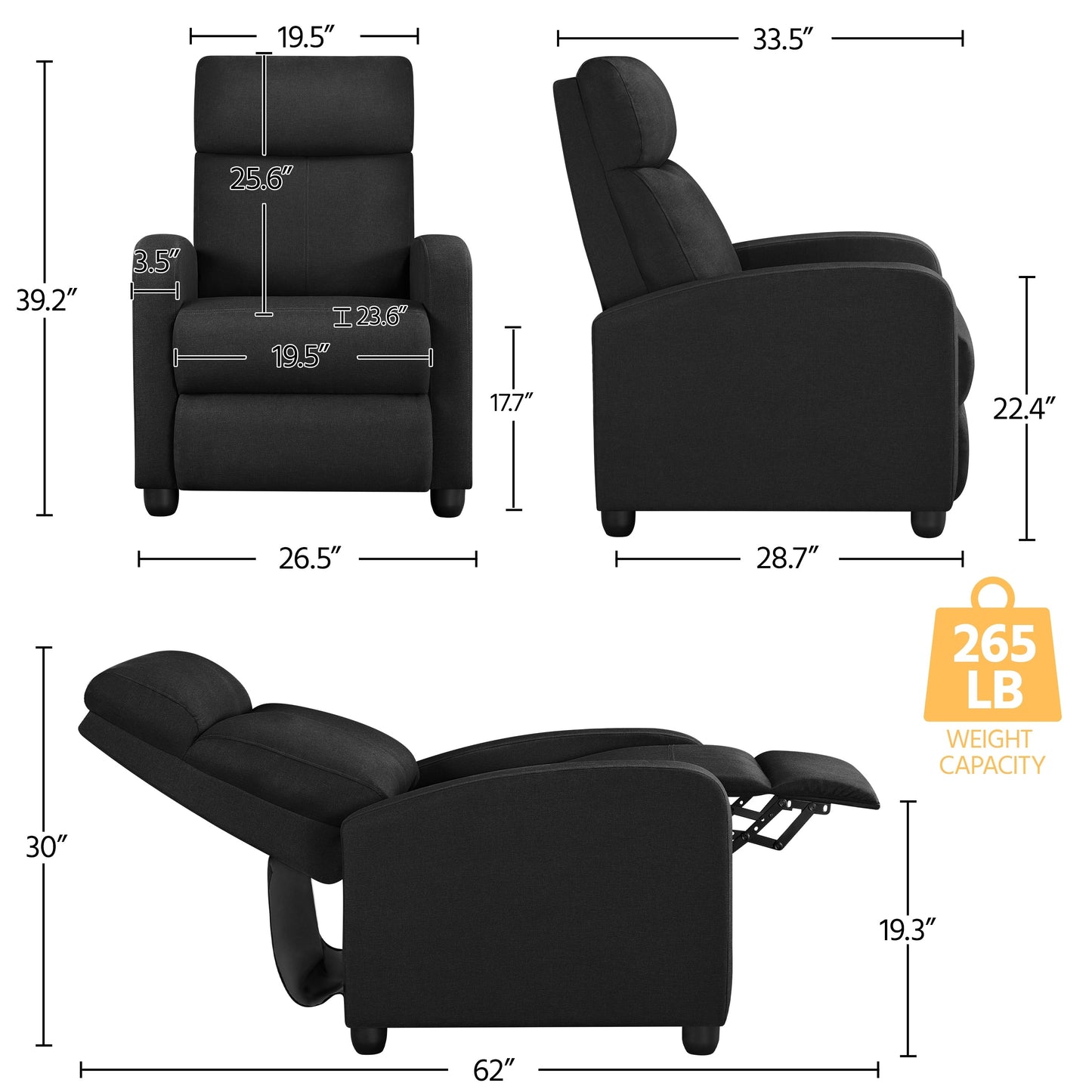 Fauteuil inclinable moderne en tissu Yaheetech