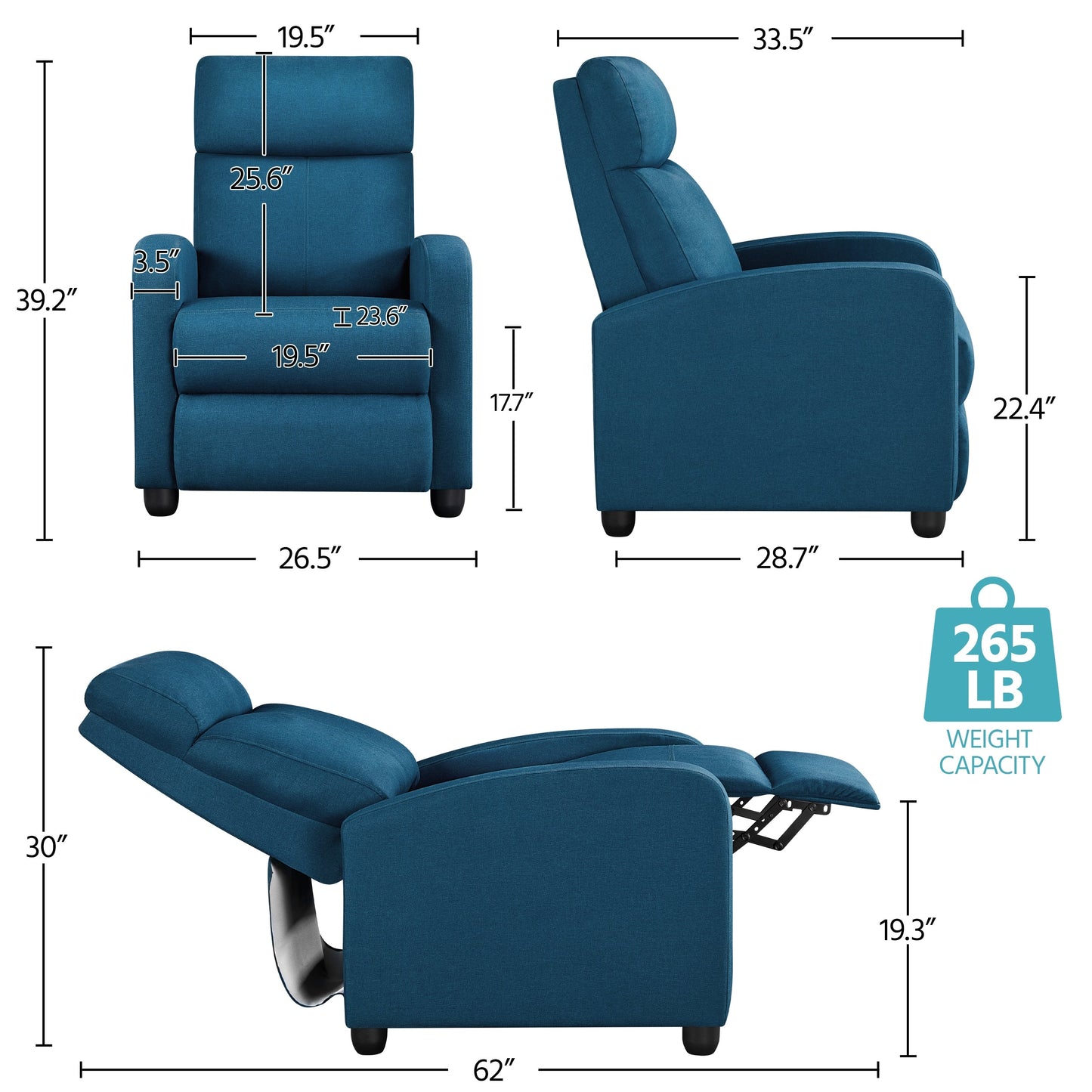Fauteuil inclinable moderne en tissu Yaheetech