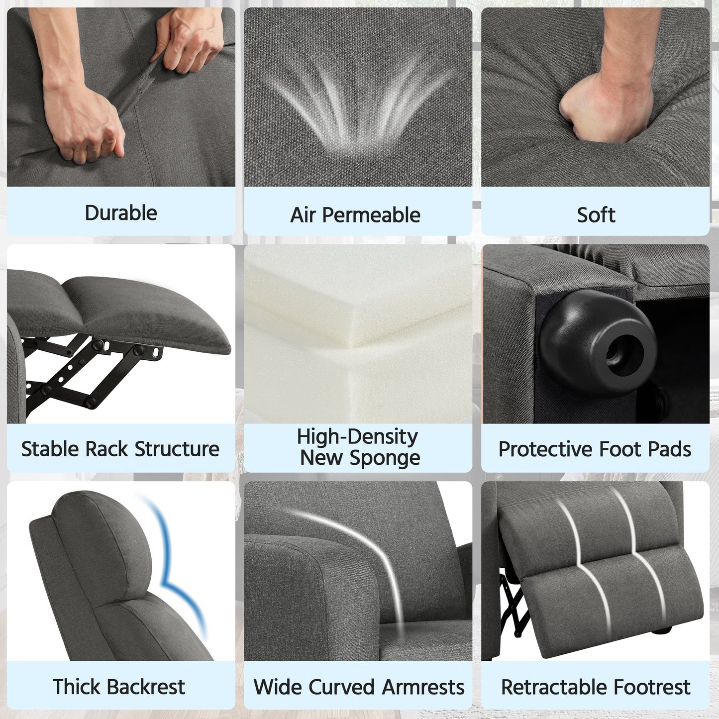 Fauteuil inclinable moderne en tissu Yaheetech