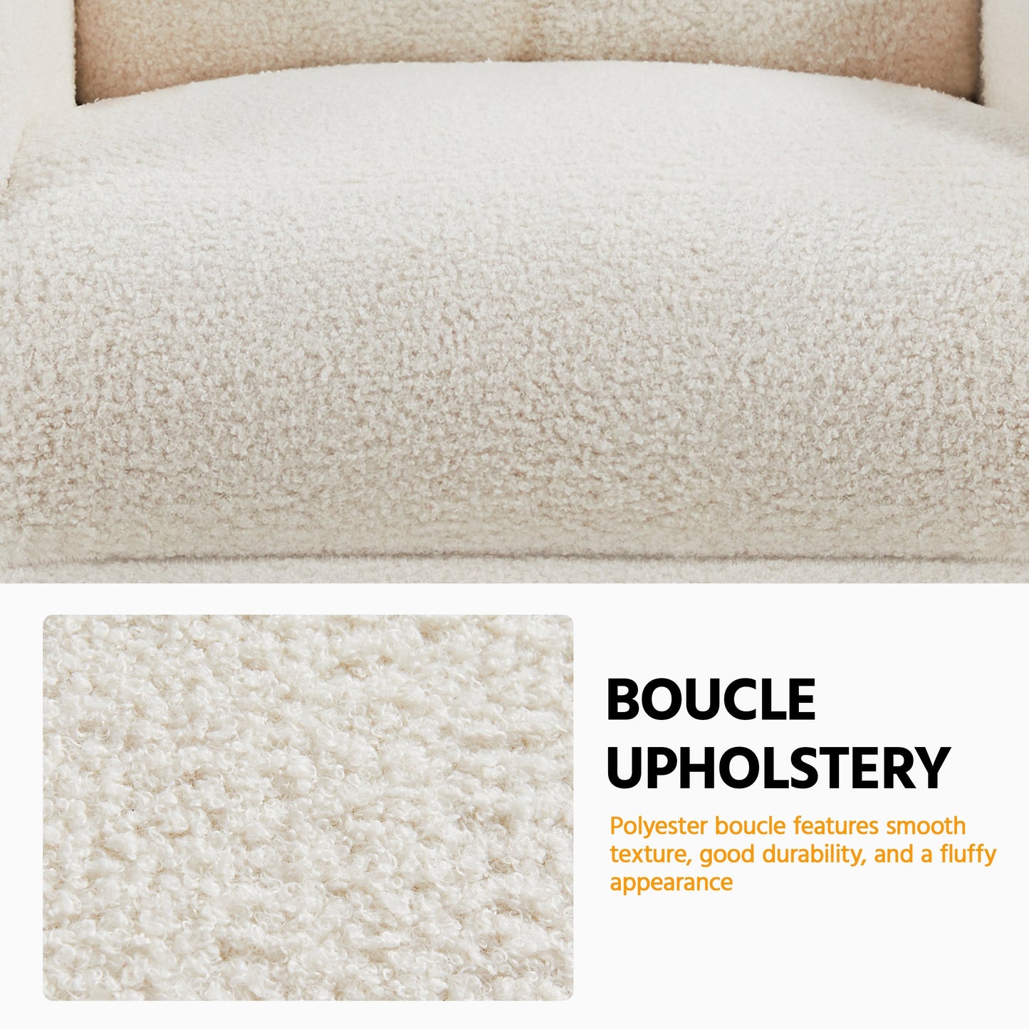 Canapé inclinable rembourré Yaheetech Boucle, fauteuil inclinable réglable, ivoire