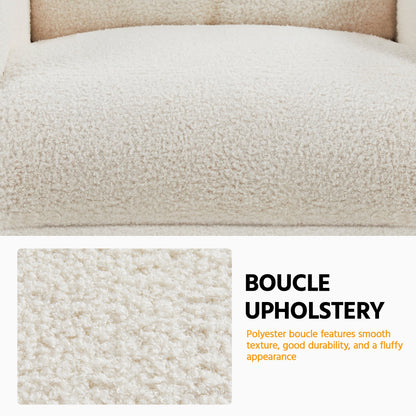 Canapé inclinable rembourré Yaheetech Boucle, fauteuil inclinable réglable, ivoire