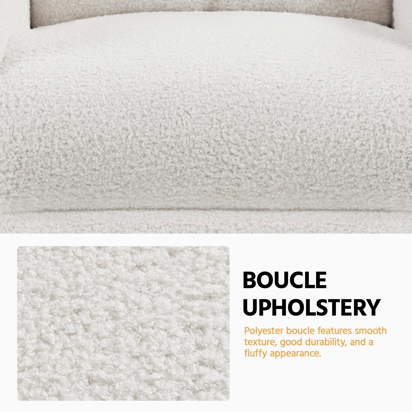 Canapé inclinable rembourré Yaheetech Boucle, fauteuil inclinable réglable, ivoire