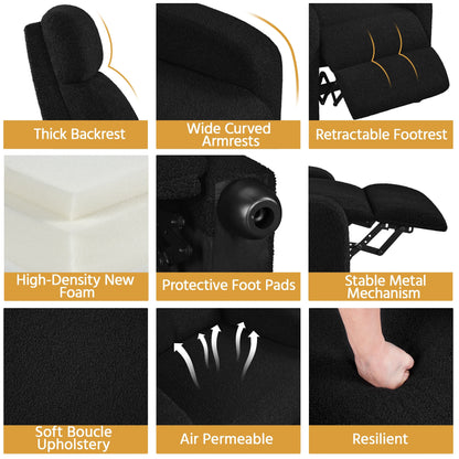 Canapé inclinable rembourré Yaheetech Boucle, fauteuil inclinable réglable, ivoire