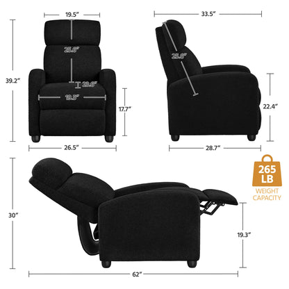 Canapé inclinable rembourré Yaheetech Boucle, fauteuil inclinable réglable, ivoire
