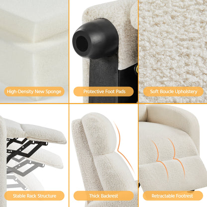 Canapé inclinable rembourré Yaheetech Boucle, fauteuil inclinable réglable, ivoire