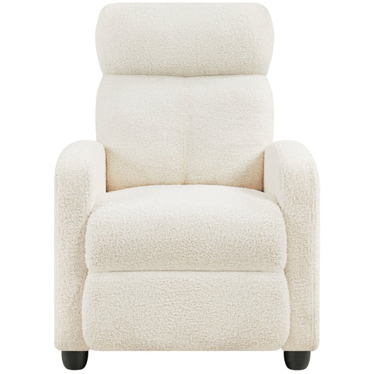 Canapé inclinable rembourré Yaheetech Boucle, fauteuil inclinable réglable, ivoire