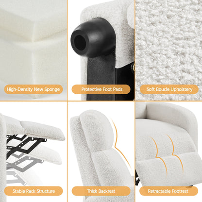 Canapé inclinable rembourré Yaheetech Boucle, fauteuil inclinable réglable, ivoire