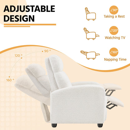 Canapé inclinable rembourré Yaheetech Boucle, fauteuil inclinable réglable, ivoire