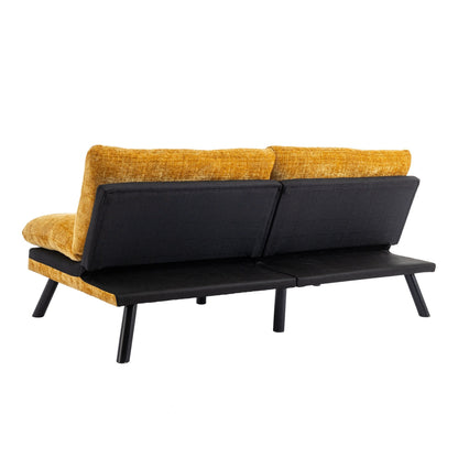 Canapé-lit convertible en chenille jaune 75,6 avec pieds en métal pour le salon