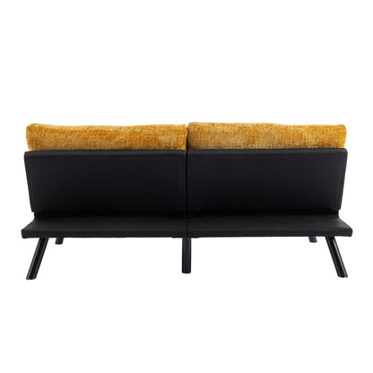Canapé-lit convertible en chenille jaune 75,6 avec pieds en métal pour le salon