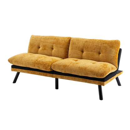 Canapé-lit convertible en chenille jaune 75,6 avec pieds en métal pour le salon