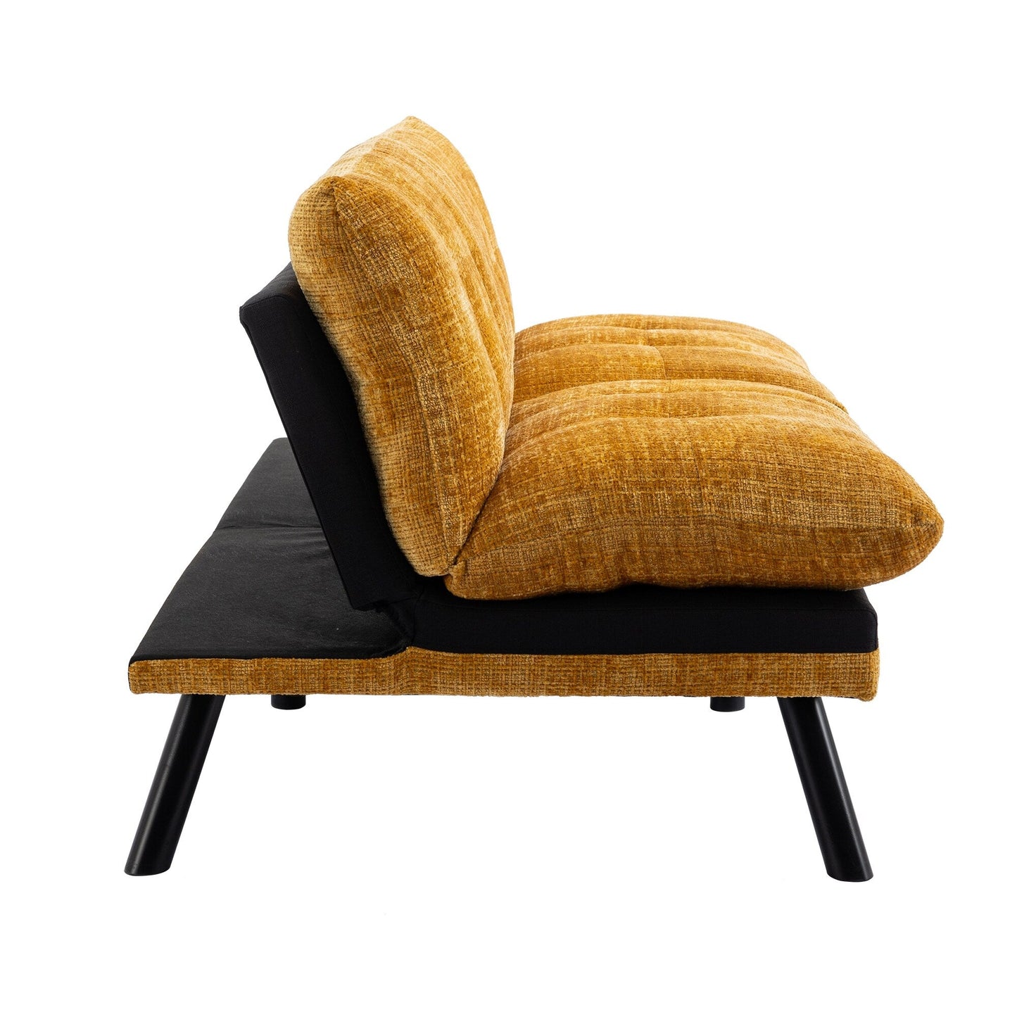 Canapé-lit convertible en chenille jaune 75,6 avec pieds en métal pour le salon