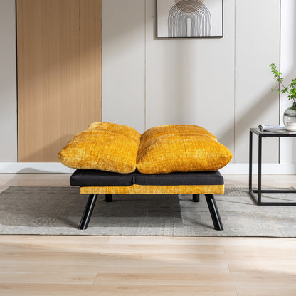 Canapé-lit convertible en chenille jaune 75,6 avec pieds en métal pour le salon