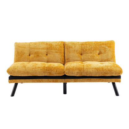Canapé-lit convertible en chenille jaune 75,6 avec pieds en métal pour le salon