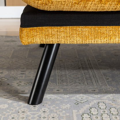 Canapé-lit convertible en chenille jaune 75,6 avec pieds en métal pour le salon