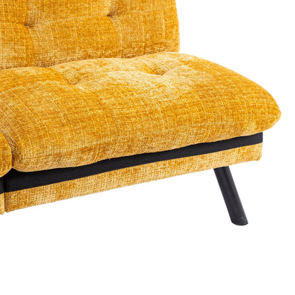 Canapé-lit convertible en chenille jaune 75,6 avec pieds en métal pour le salon