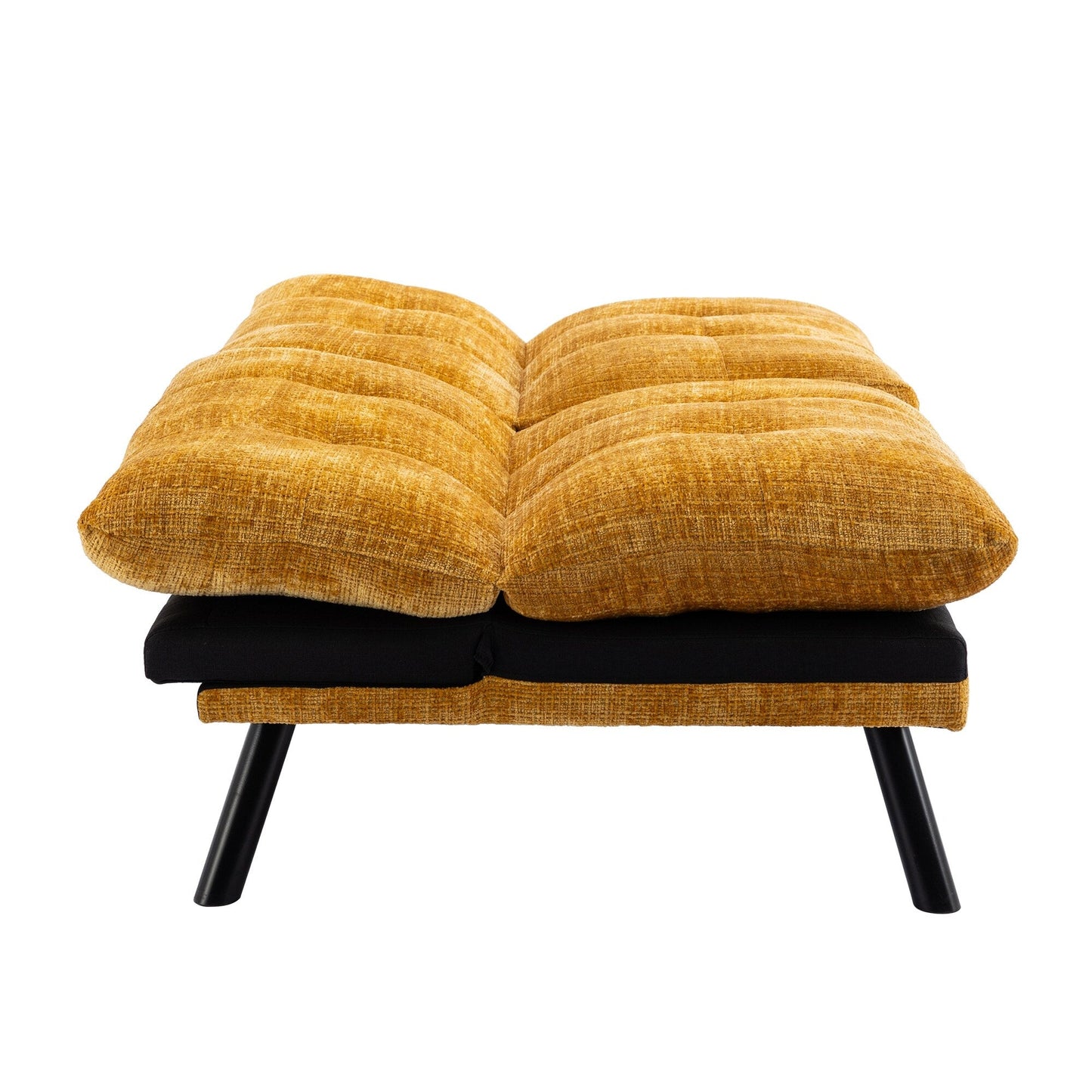 Canapé-lit convertible en chenille jaune 75,6 avec pieds en métal pour le salon