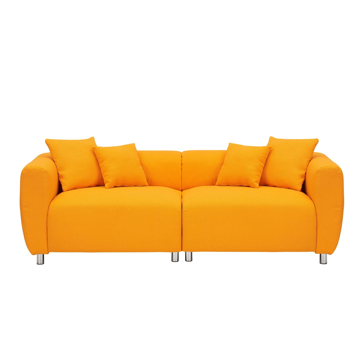 Canapé 3 places en coton et lin jaune 89 avec pieds en métal et structure en bois massif pour le salon