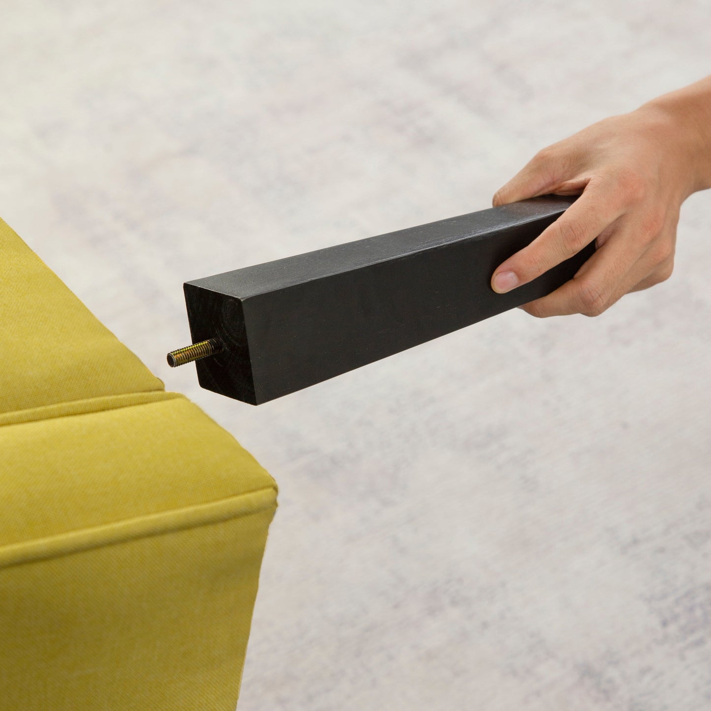 Canapé-lit futon 3 places convertible jaune avec pieds en bois