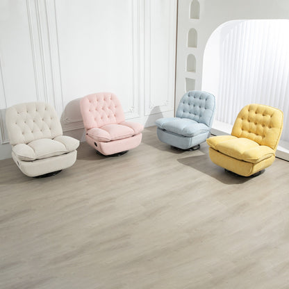 Fauteuil inclinable manuel pivotant à 360°, rembourré en chenille surdimensionnée jaune, avec repose-pieds allongé et dossier capitonné